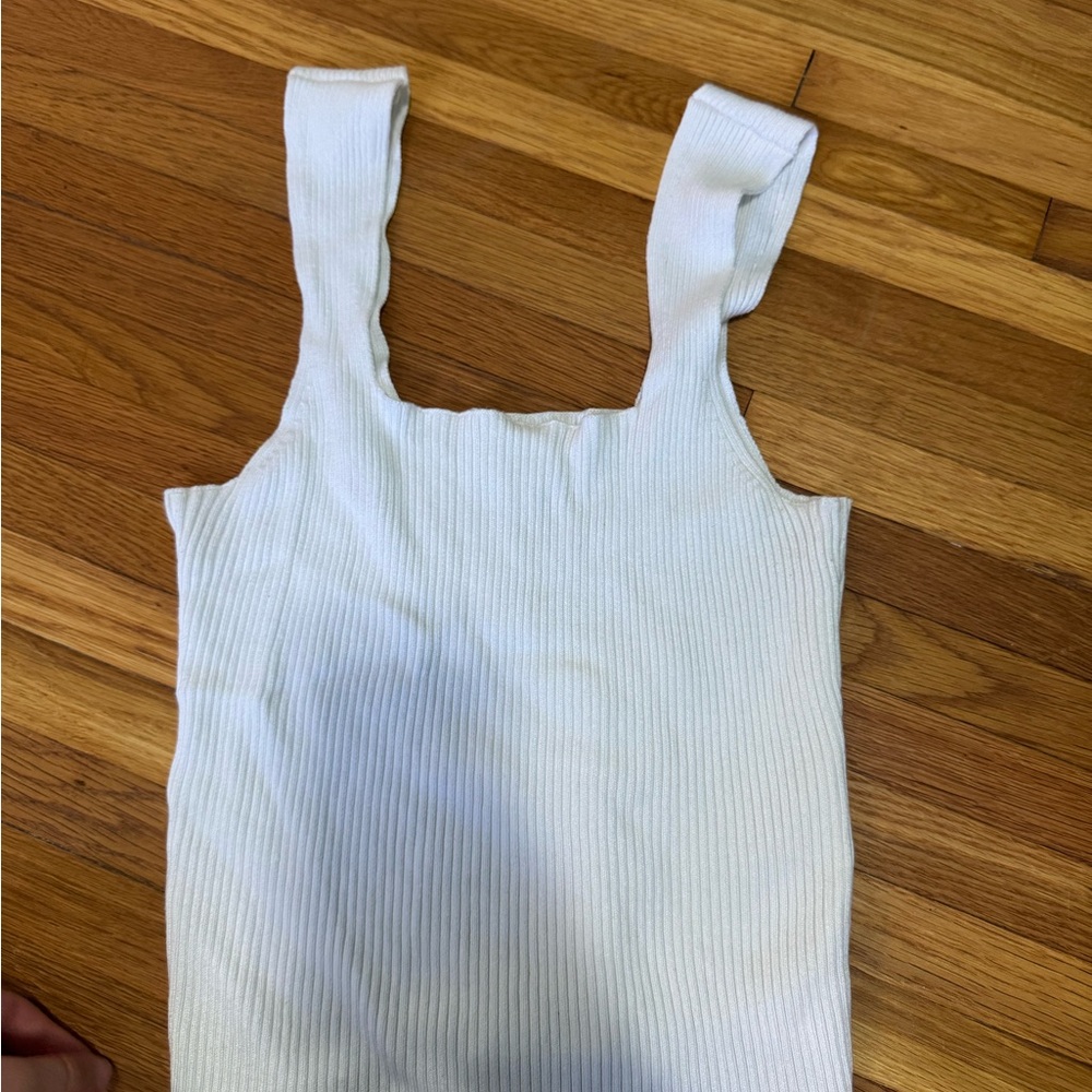 Abercrombie & Fitch White Ribbed Sleeveless Top